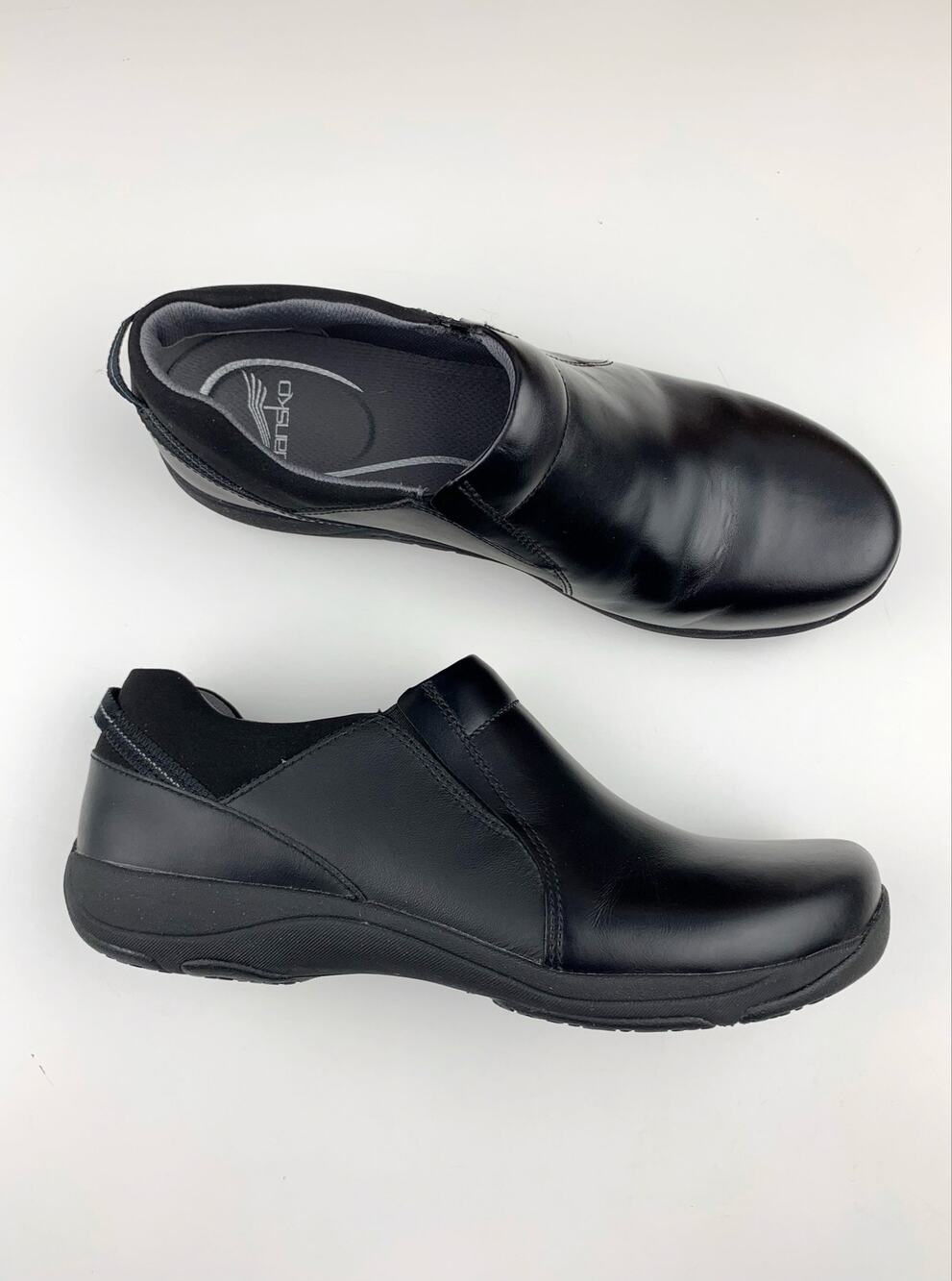 Dansko Neci Slip On Comfort Shoes Black Leather Loafers Women's 40 US 9.5 10